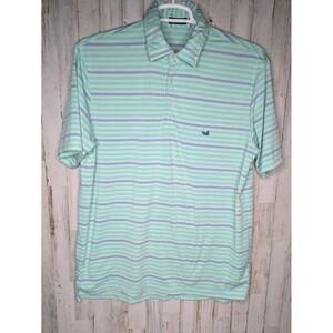 Southern Marsh Polo Shirt Mens M Green Striped Performance‎ Stretch Golf Casual